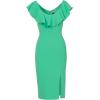 Adrianna Papell Women’s Knit Crepe Ruffle MIDI Dress(Flora Green)