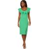 Adrianna Papell Women’s Knit Crepe Ruffle MIDI Dress(Flora Green)