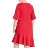 Adrianna Papell Women’s Knit Crepe Ruffle MIDI Dress(Warm Cherry)
