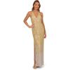 Adrianna Papell Beaded Halter Long Dress, Silver/Gold,