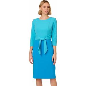 Adrianna Papell Women’s Colorblock Tie Front Dress(Cerulean/Azure)