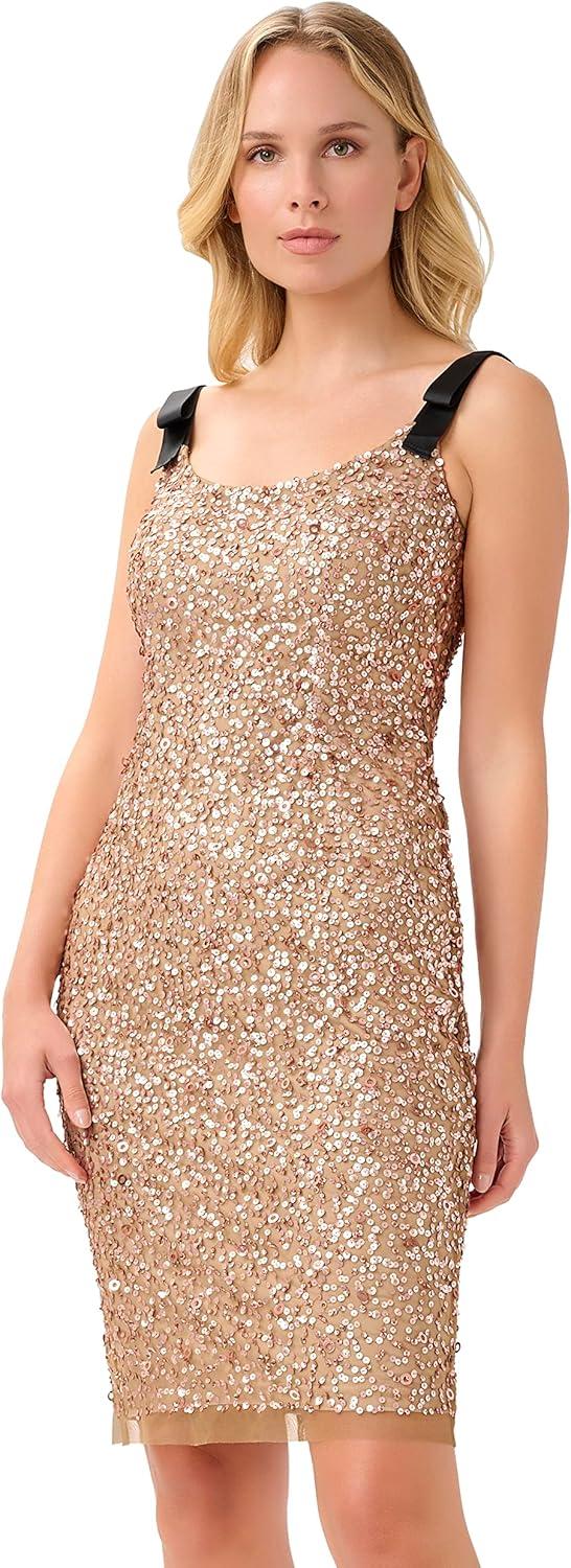 image:imageAdrianna Papell Womens Beaded Midi DressAntique Copper