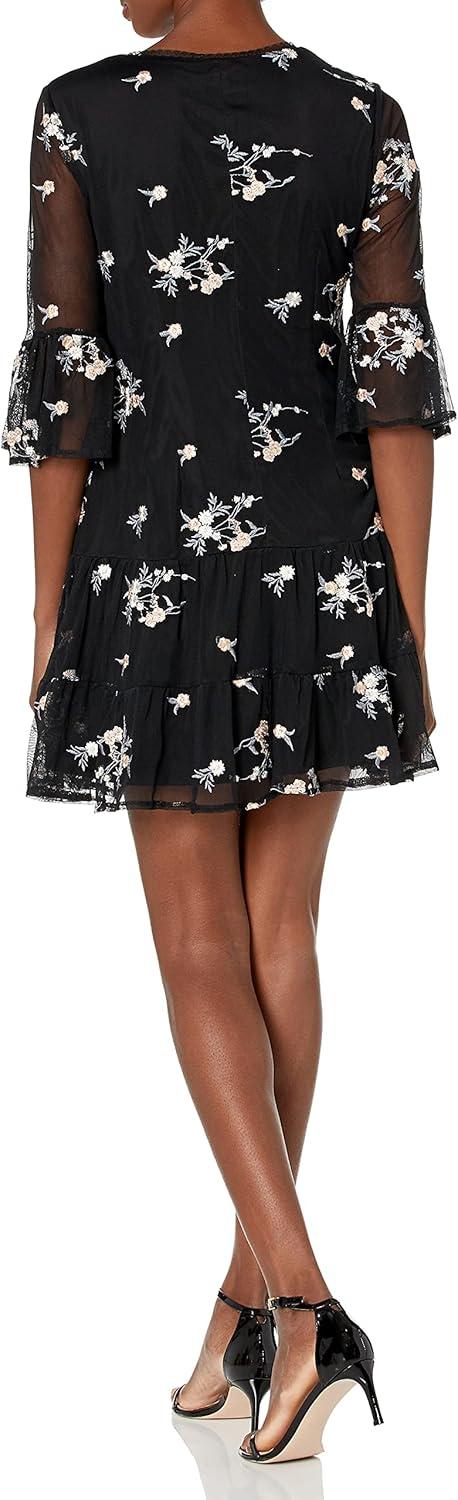 image:imageAdrianna Papell Womens Embroidered Trapeze 34 SleeveLilac Multi