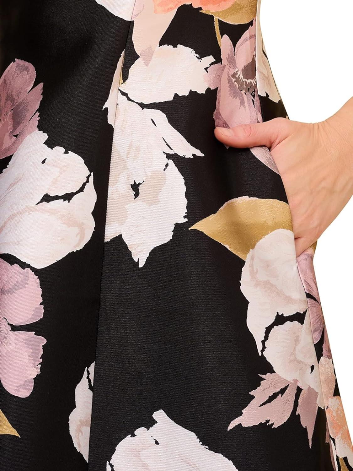 image:imageAdrianna Papell Womens Floral Mikado DressBlack Multi
