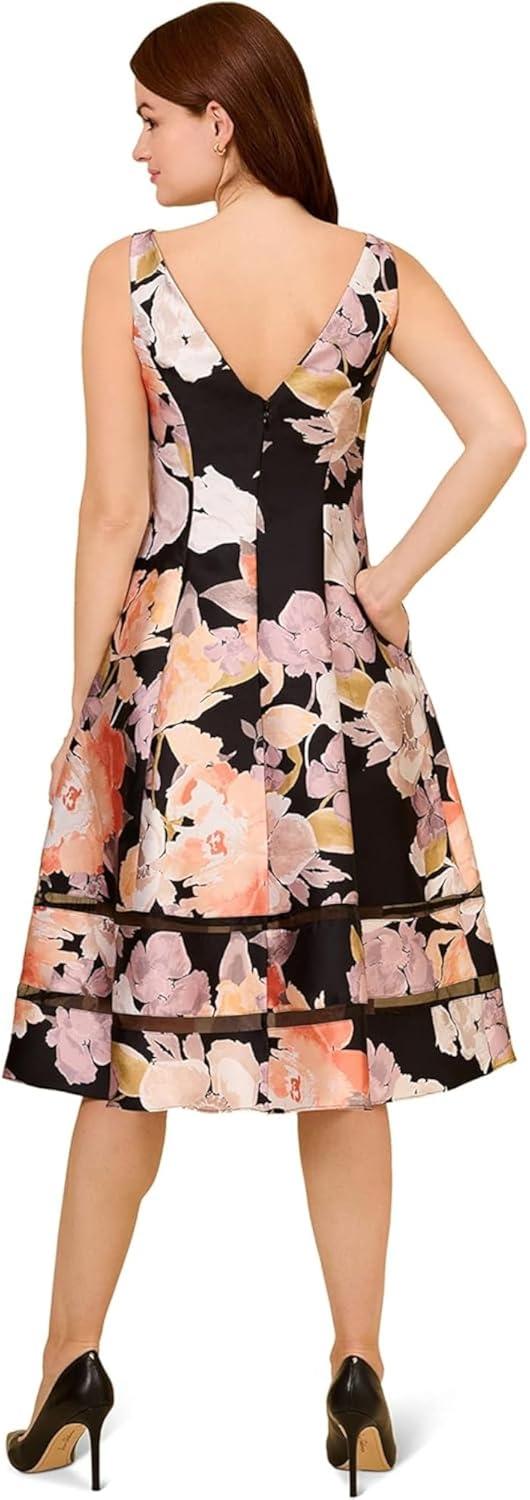 image:imageAdrianna Papell Womens Floral Mikado DressBlack Multi