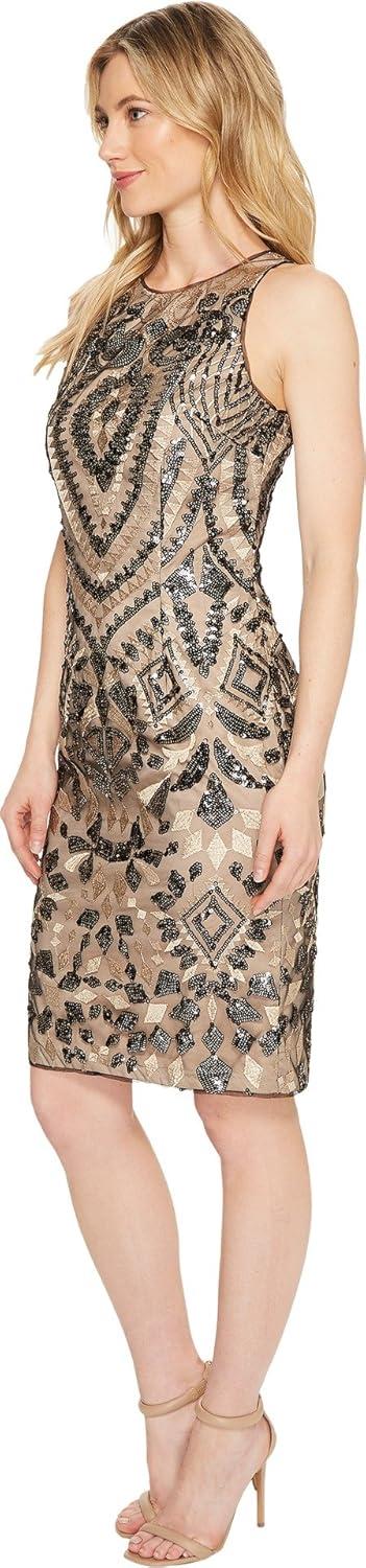 image:imageAidan Mattox Womens Embroidered Sequin DressBlackGold