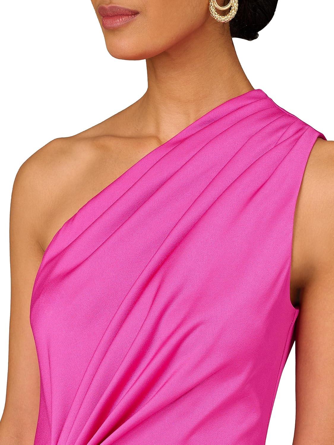 image:imageWomens One Shoulder Pleated MidiMagenta