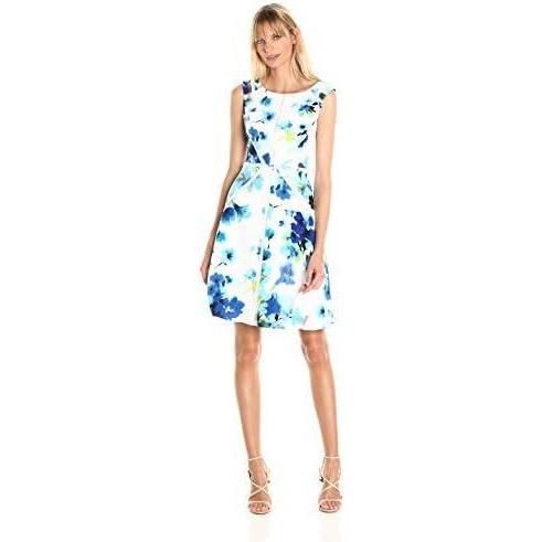 image:imageAdrianna Papell Womens Fit amp Flare Splice DressBlueMulti