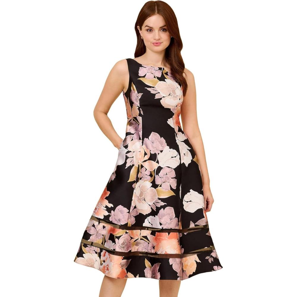 image:imageAdrianna Papell Womens Floral Mikado DressBlack Multi
