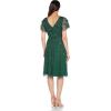 Adrianna Papell Women’s Beaded Flutter Dress(Dusty Emerald)