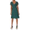 Adrianna Papell Women’s Beaded Flutter Dress(Dusty Emerald)