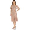 Adrianna Papell Women’s Beaded Flutter Dress(Rose Gold)