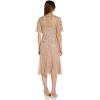 Adrianna Papell Women’s Beaded Flutter Dress(Rose Gold)