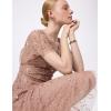 Adrianna Papell Women’s Beaded Flutter Dress(Rose Gold)
