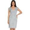 Adrianna Papell Womens Beaded Mesh Inset Sheath(Glacier)
