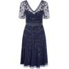Adrianna Papell Womens Beaded Midi Dress(Light Navy)