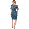 Adrianna Papell Womens Beaded V-Neckline Short Dress(Teal Sapphire)