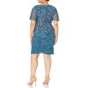 Adrianna Papell Womens Beaded V-Neckline Short Dress(Teal Sapphire)