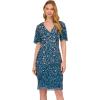 Adrianna Papell Womens Beaded V-Neckline Short Dress(Teal Sapphire)