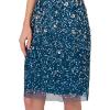 Adrianna Papell Womens Beaded V-Neckline Short Dress(Teal Sapphire)