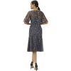 Adrianna Papell Women’s Elegant Beaded Midi Dress(Gunmetal)