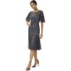 Adrianna Papell Women’s Elegant Beaded Midi Dress(Gunmetal)