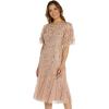 Adrianna Papell Women’s Elegant Beaded Midi Dress(Rose Gold)