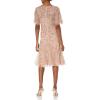 Adrianna Papell Women’s Elegant Beaded Midi Dress(Rose Gold)