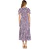 Adrianna Papell Womens Floral Print Ruffle Midi Dress(Purple Multi)