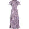 Adrianna Papell Womens Floral Print Ruffle Midi Dress(Purple Multi)