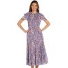 Adrianna Papell Womens Floral Print Ruffle Midi Dress(Purple Multi)