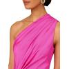 Women’s One Shoulder Pleated Midi(Magenta)