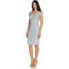 Adrianna Papell Womens Beaded Mesh Inset Sheath(Glacier)