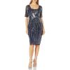Adrianna Papell Women’s Beaded Short Dress(Light Navy)