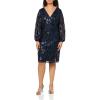 Adrianna Papell Womens Stretch Sequin Dress(Midnight)