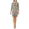 Aidan Mattox Womens 3/4 Sleeve Cocktail(Black/Ivory)