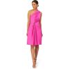 Women’s One Shoulder Pleated Midi(Magenta)