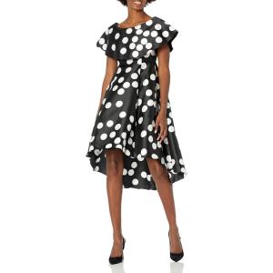 Adrianna Papell Women’s Dot Mikado Dress(Black/Ivory)