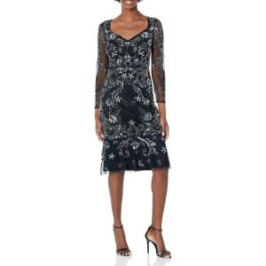 Adrianna Papell Women’s Elegant Beaded Midi Dress(Black Multi)