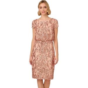 Adrianna Papell Womens Sequin Short Dress(Rose Gold)