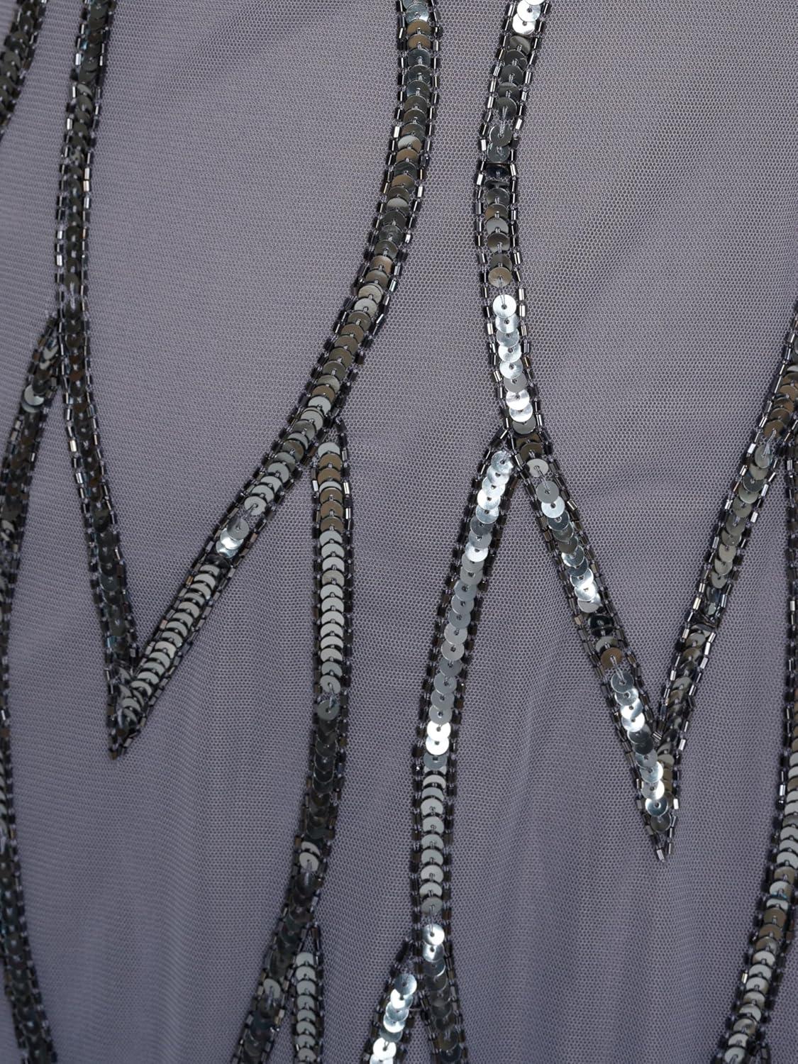 image:imageAdrianna Papell Womens Bead Mesh Wrap DressDusty Blue
