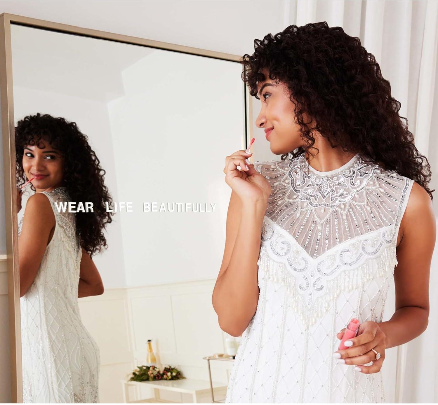 image:imageAdrianna Papell Womens Beaded Mock Neck CocktailIvory