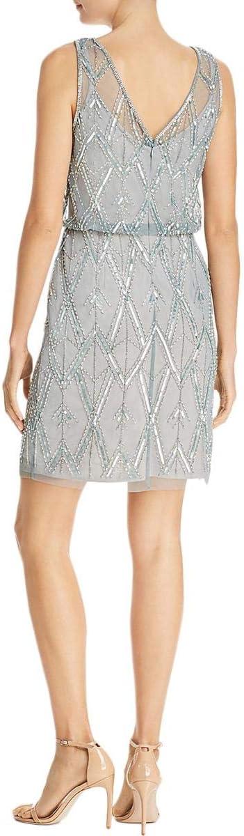 image:imageAdrianna Papell Womens Beaded V Neck Blouson DRS Slate 12