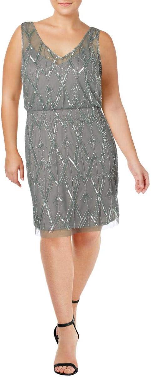 image:imageAdrianna Papell Womens Beaded V Neck Blouson DRS Slate 12