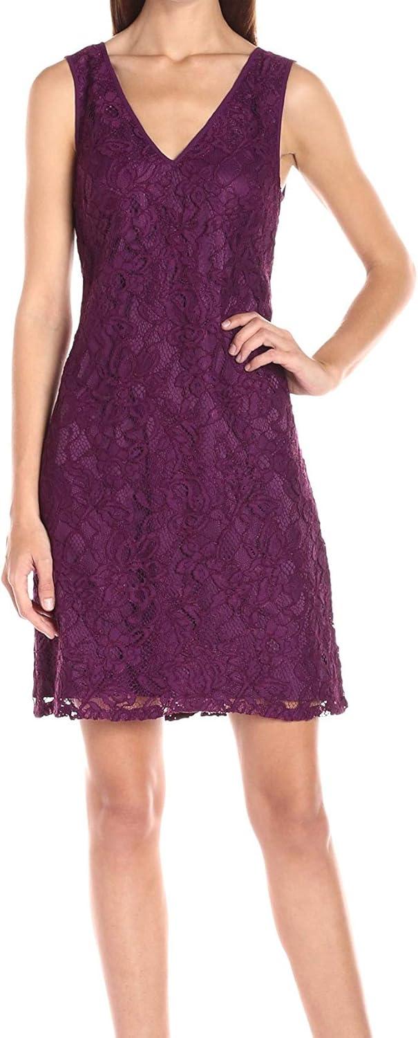 image:imageAdrianna Papell Womens Draped Jacket with Lace DressWinter Blackberry