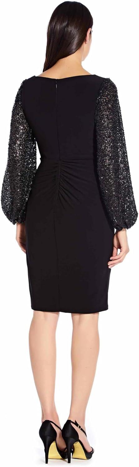 image:imageAdrianna Papell Womens Draped Jersey Cocktail DressBlack