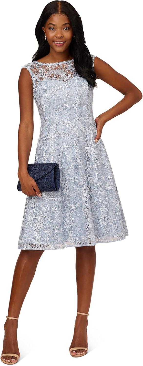 image:imageAdrianna Papell Womens Embroidered Midi Cocktail DressSkyway