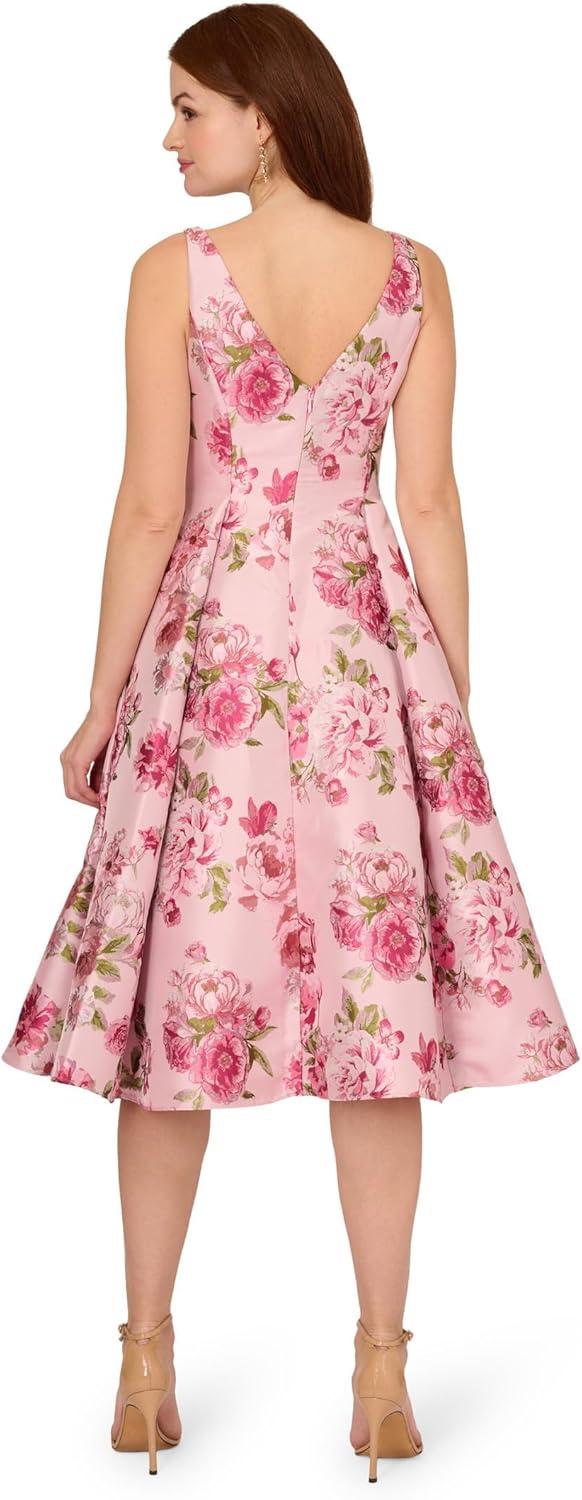 image:imageAdrianna Papell Womens Jacquard Flared DressBlush Multi