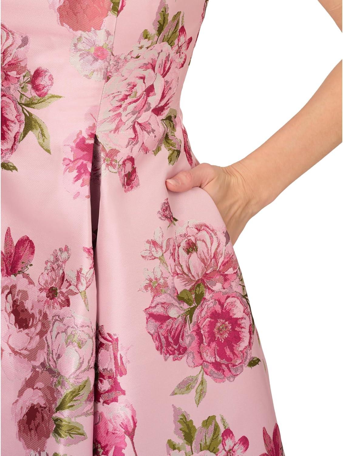 image:imageAdrianna Papell Womens Jacquard Flared DressBlush Multi