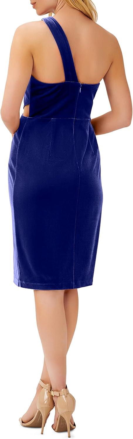 image:imageAdrianna Papell Womens One Shoulder Velvet DressDeep Ocean